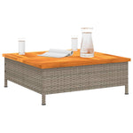 Szürke polyrattan és akácfa kerti asztal 70 x 70 x 25 cm 4