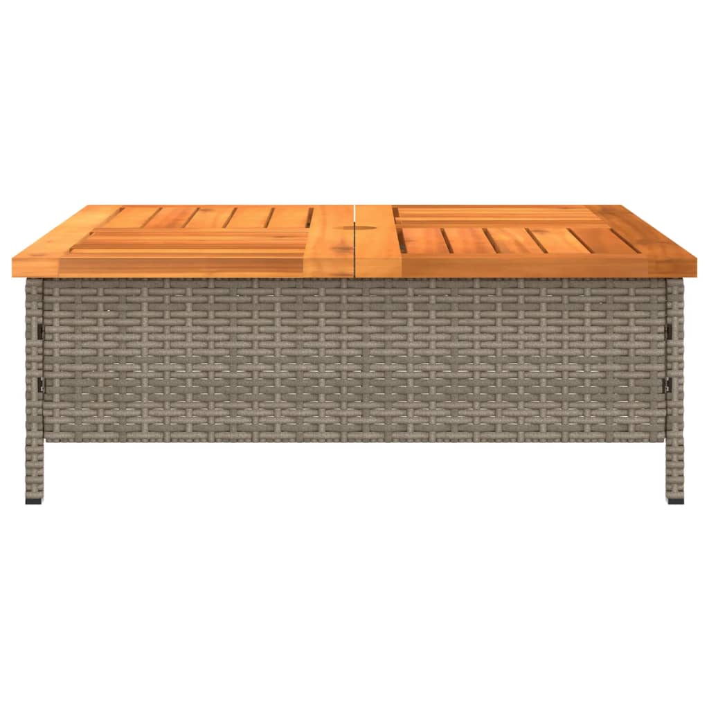 Szürke polyrattan és akácfa kerti asztal 70 x 70 x 25 cm 6