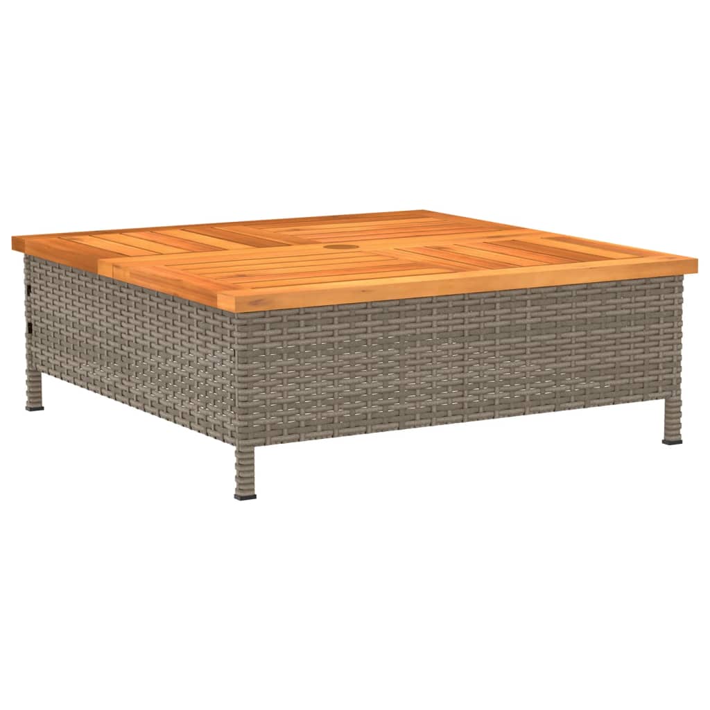 Szürke polyrattan és akácfa kerti asztal 70 x 70 x 25 cm 7