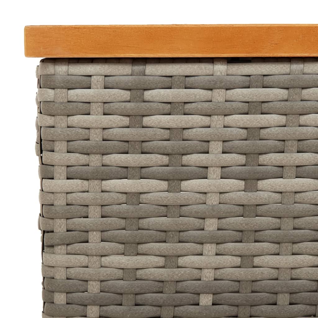Szürke polyrattan és akácfa kerti asztal 70 x 70 x 25 cm 8