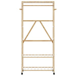 Bambusz ruhaállvány polcokkal és kerekekkel 90x40x179,5 cm 3