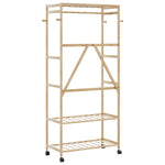 Bambusz ruhaállvány polcokkal és kerekekkel 90x40x179,5 cm 5