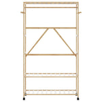Bambusz ruhaállvány polcokkal és kerekekkel 110x40x180 cm 3