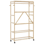 Bambusz ruhaállvány polcokkal és kerekekkel 110x40x180 cm 5