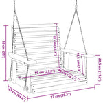 Fekete tömör fenyőfa kerti hintaszék fém láncokkal 8