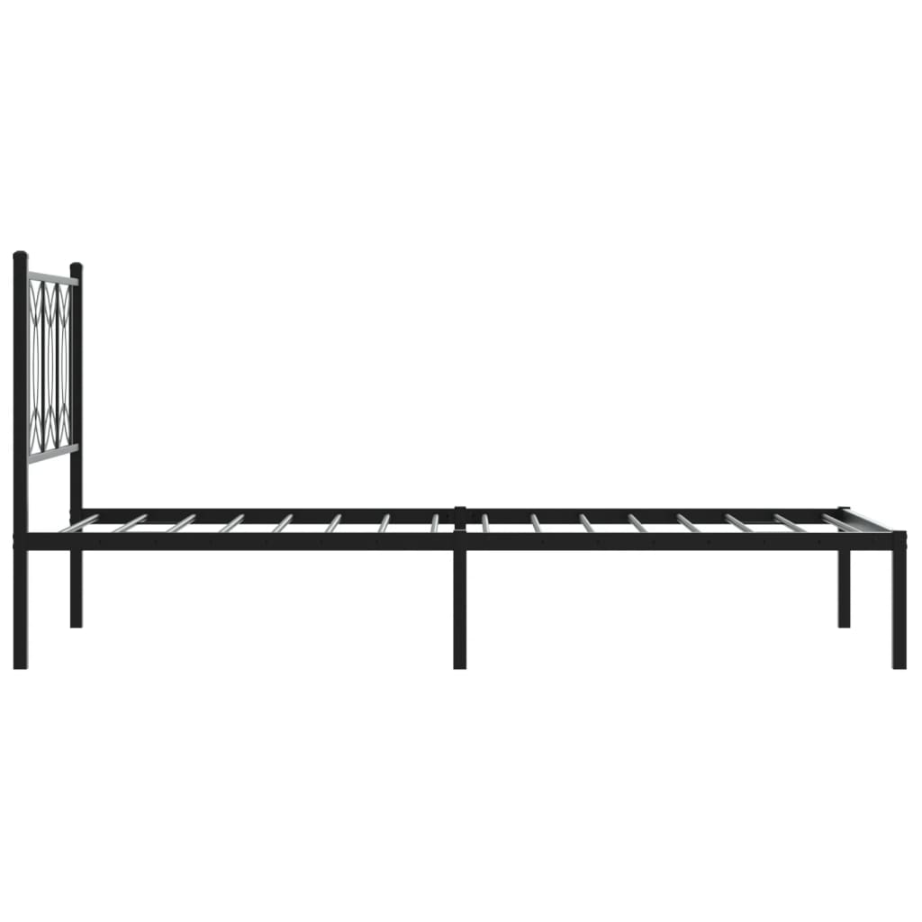 Fekete fém ágykeret fejtámlával 80 x 200 cm 5