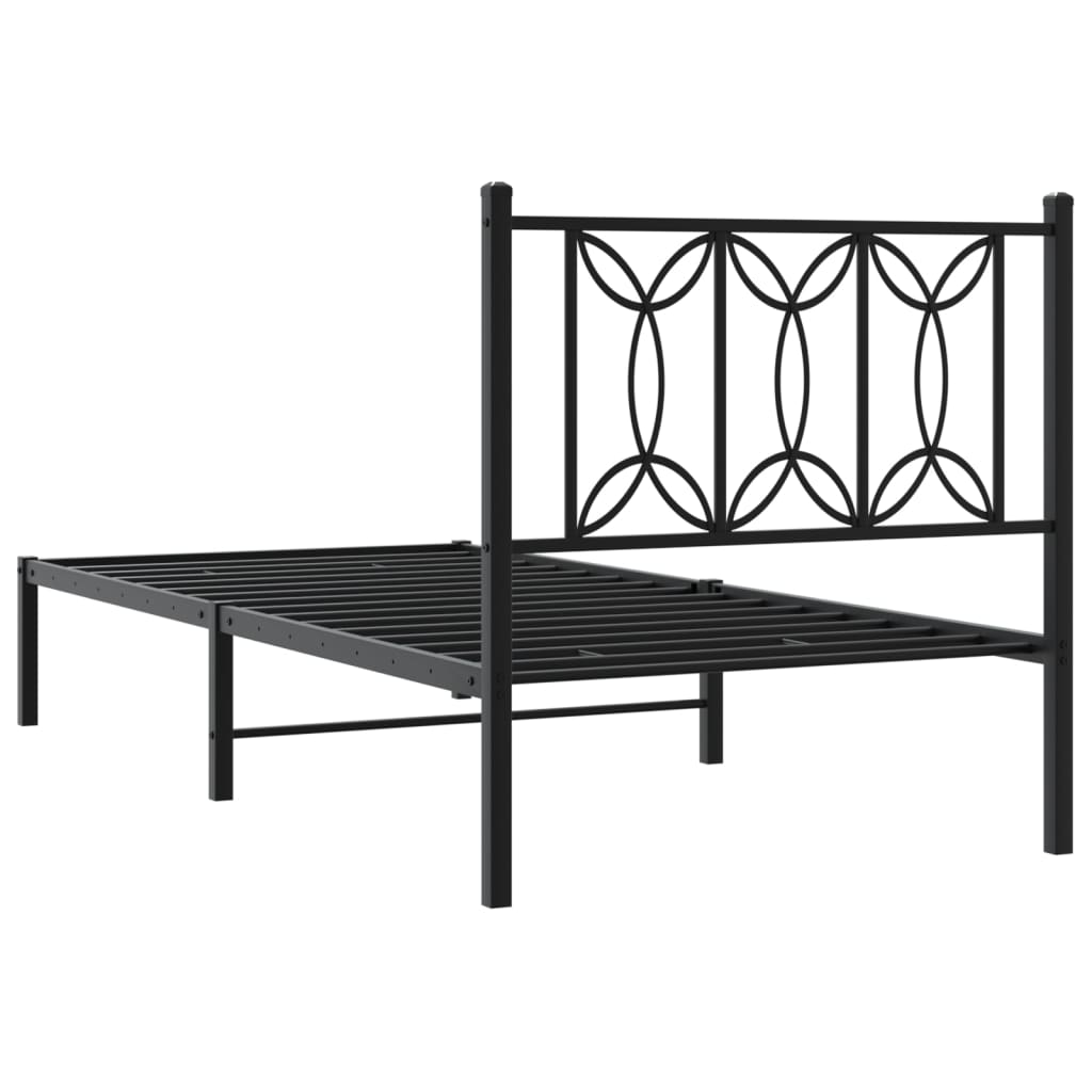 Fekete fém ágykeret fejtámlával 80 x 200 cm 6
