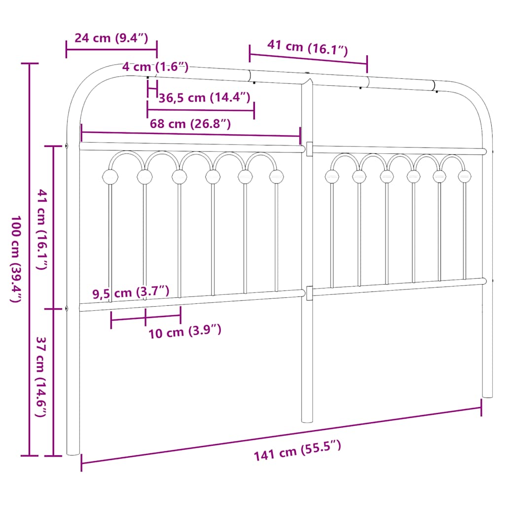 Fekete fém csere fejtámla 140 cm 6