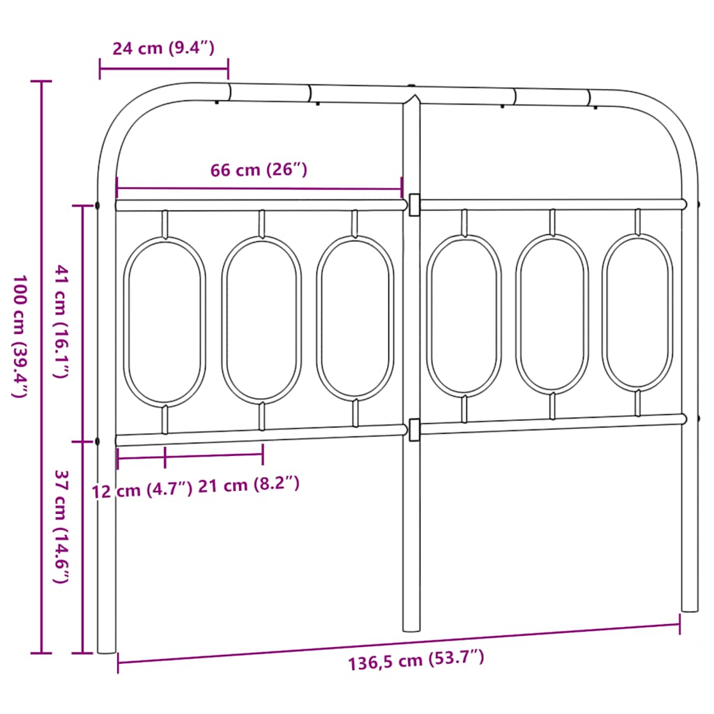 Fekete fém csere fejtámla 137 cm 6