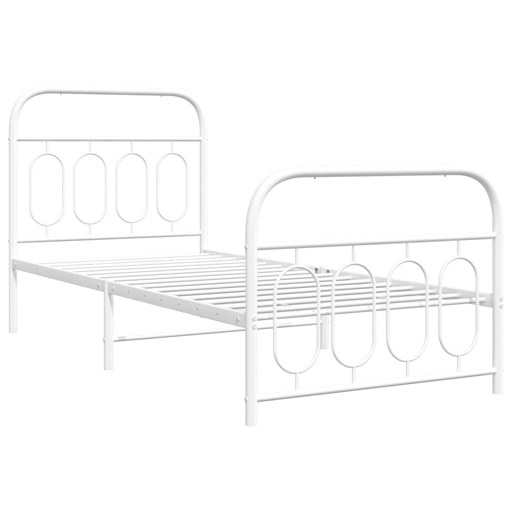 Fehér fém ágykeret fej- és lábtámlával 80x200 cm 3