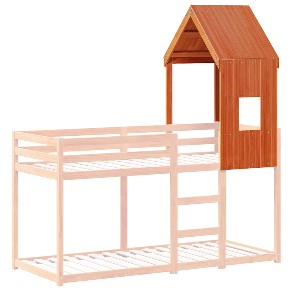 Viaszbarna tömör fenyőfa gyerekágytető 60 x 99 x 139,5 cm 3