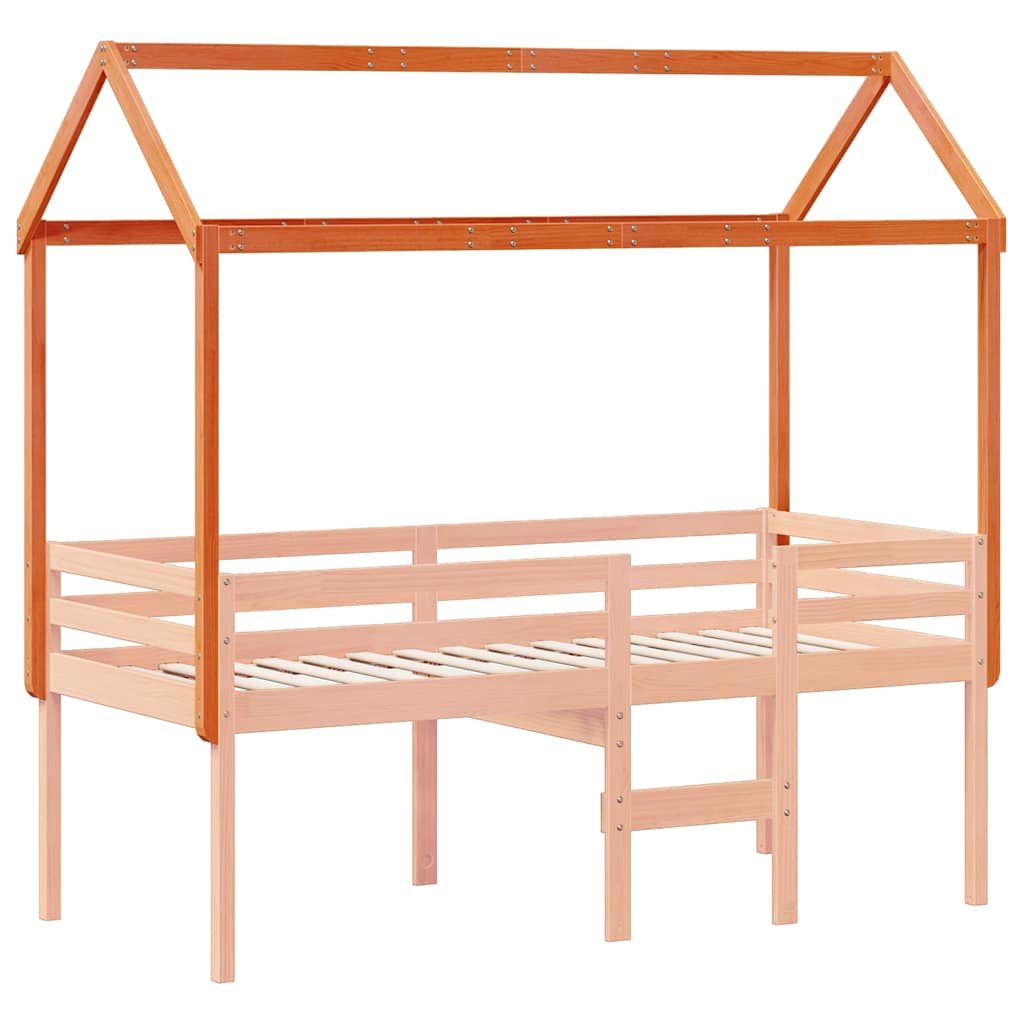 Viaszbarna tömör fenyőfa gyerekágytető 207 x 80,5 x 151,5 cm 3