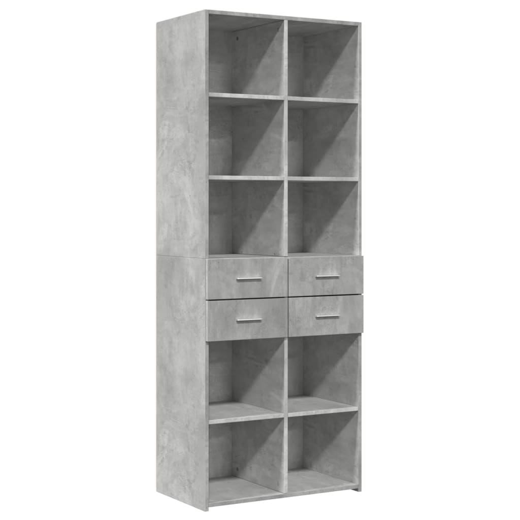 Betonszürke szerelt fa magasszekrény 70 x 42,5 x 185 cm 2