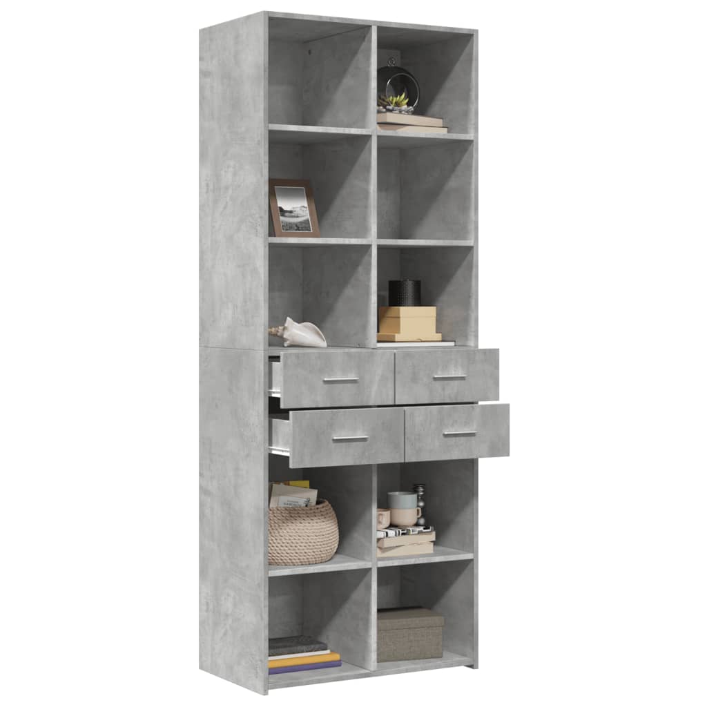 Betonszürke szerelt fa magasszekrény 70 x 42,5 x 185 cm 3