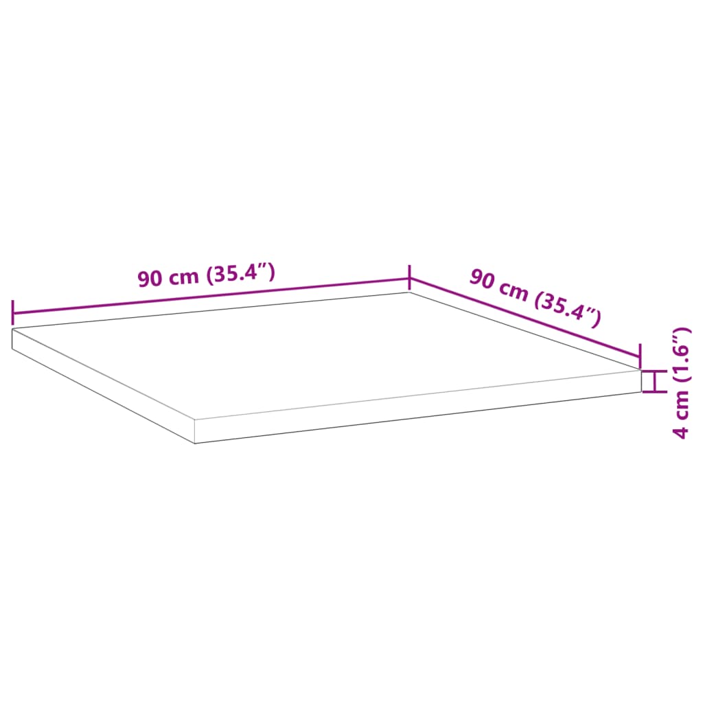 Négyzet alakú tömör akácfa asztallap 90 x 90 x 4 cm 9