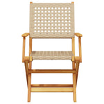 3 részes bézs polyrattan és tömör fa bisztrószett 4