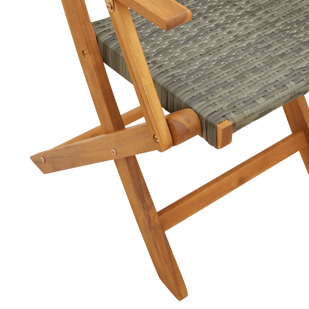 5 részes szürke polyrattan és tömör fa kerti étkezőgarnitúra 9