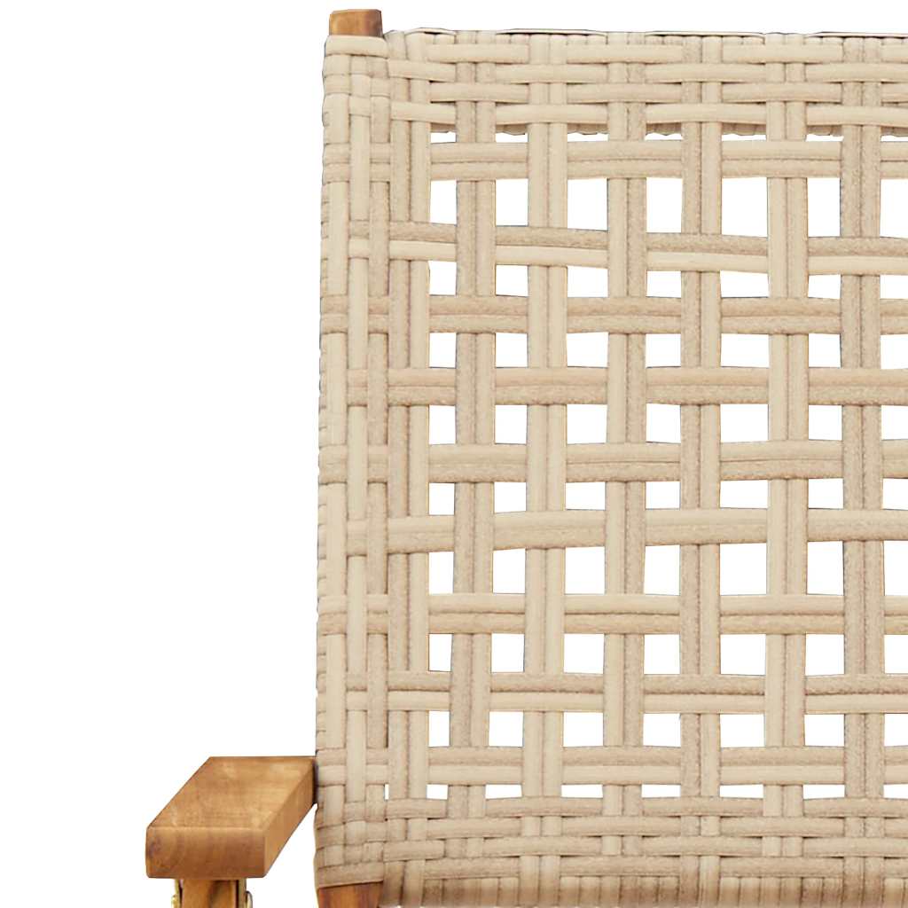 3 részes bézs polyrattan és tömör fa bisztrószett 10