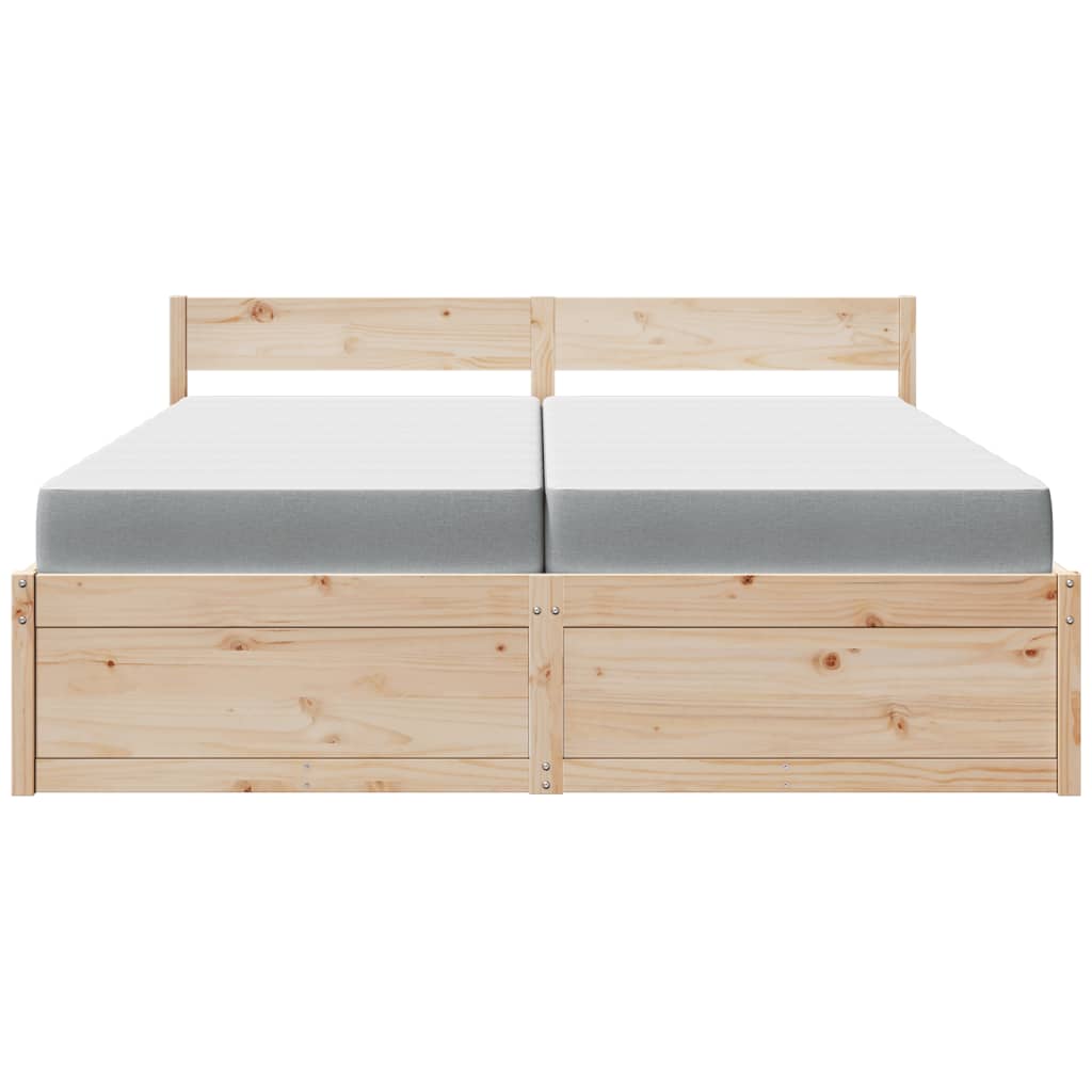 Tömör fenyőfa ágy fiókkal és matraccal 200 x 200 cm 4