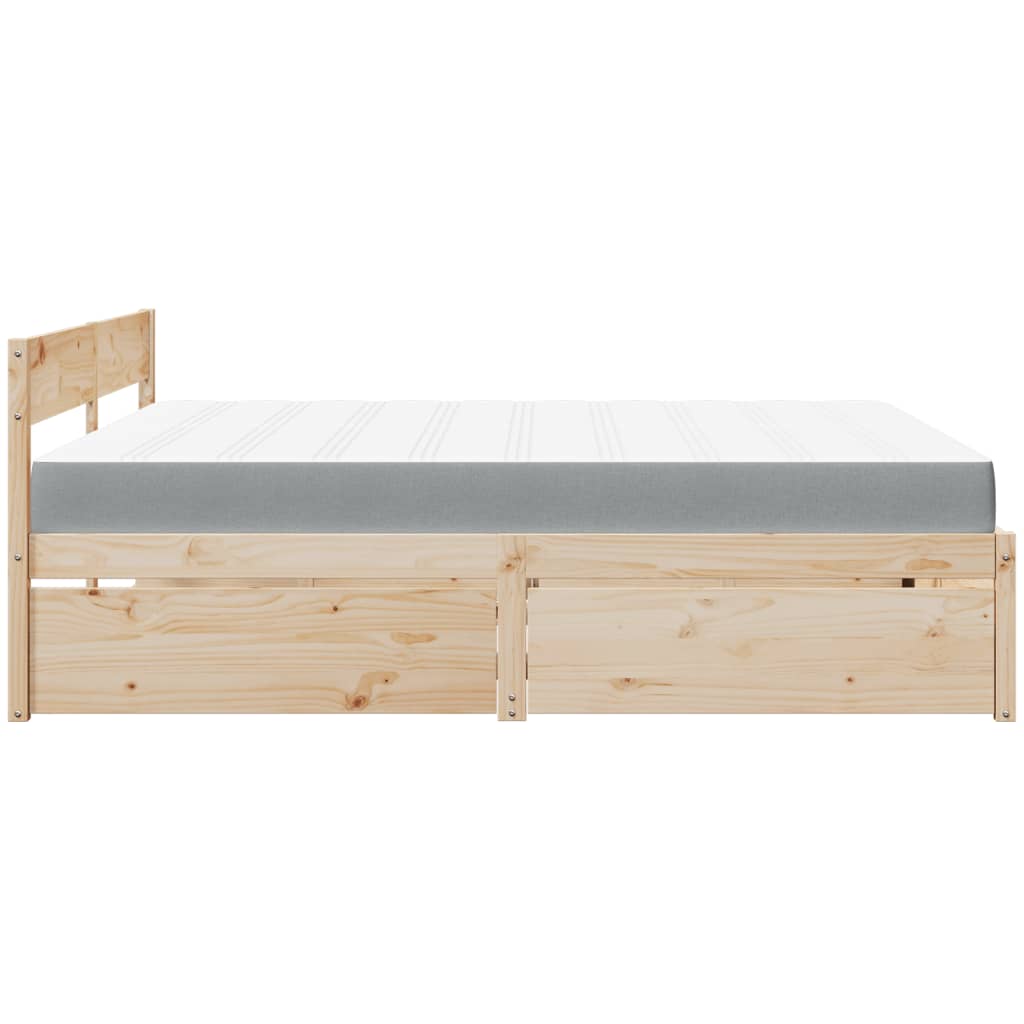 Tömör fenyőfa ágy fiókkal és matraccal 200 x 200 cm 5