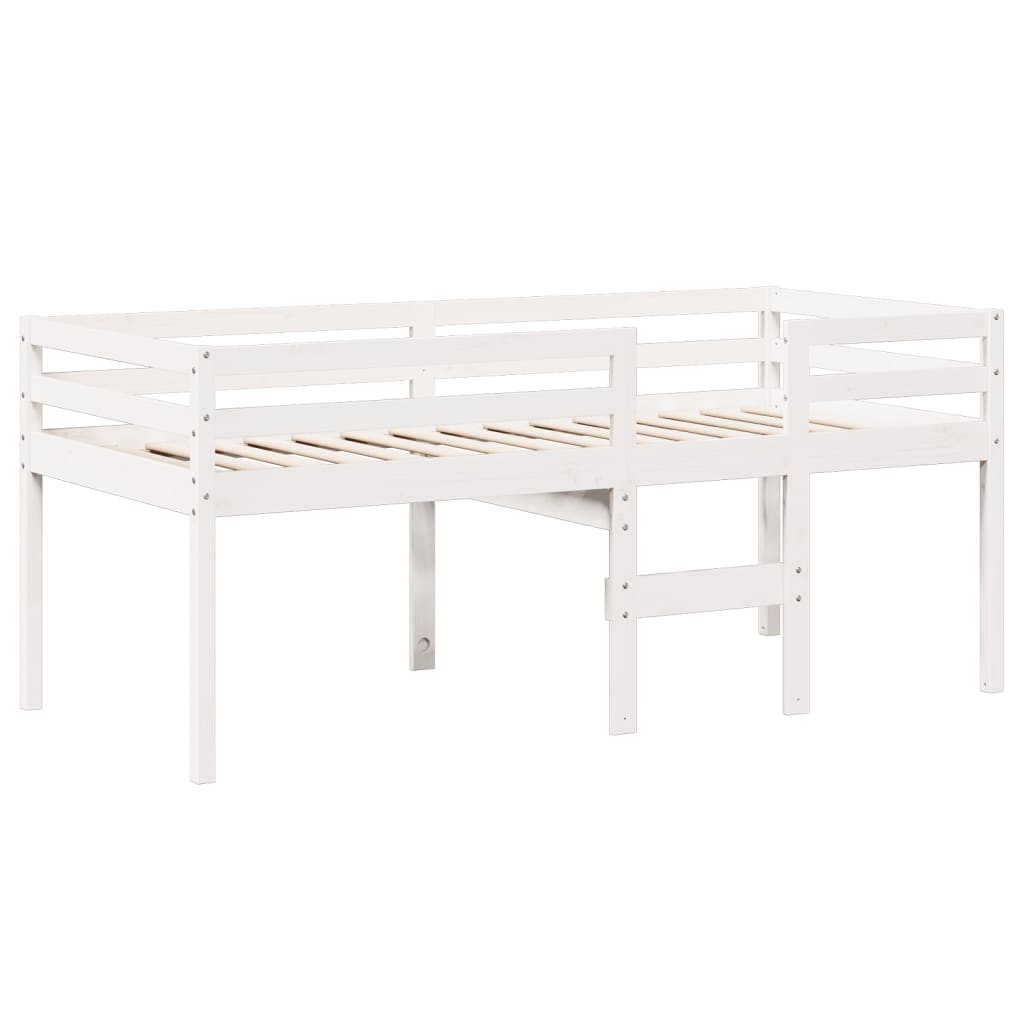 Fehér tömör fenyőfa magasított ágy tetővel 90 x 200 cm 5