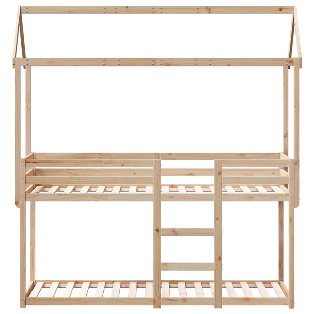 Tömör fenyőfa emeletes ágy matrac nélkül 90 x 200 cm 4