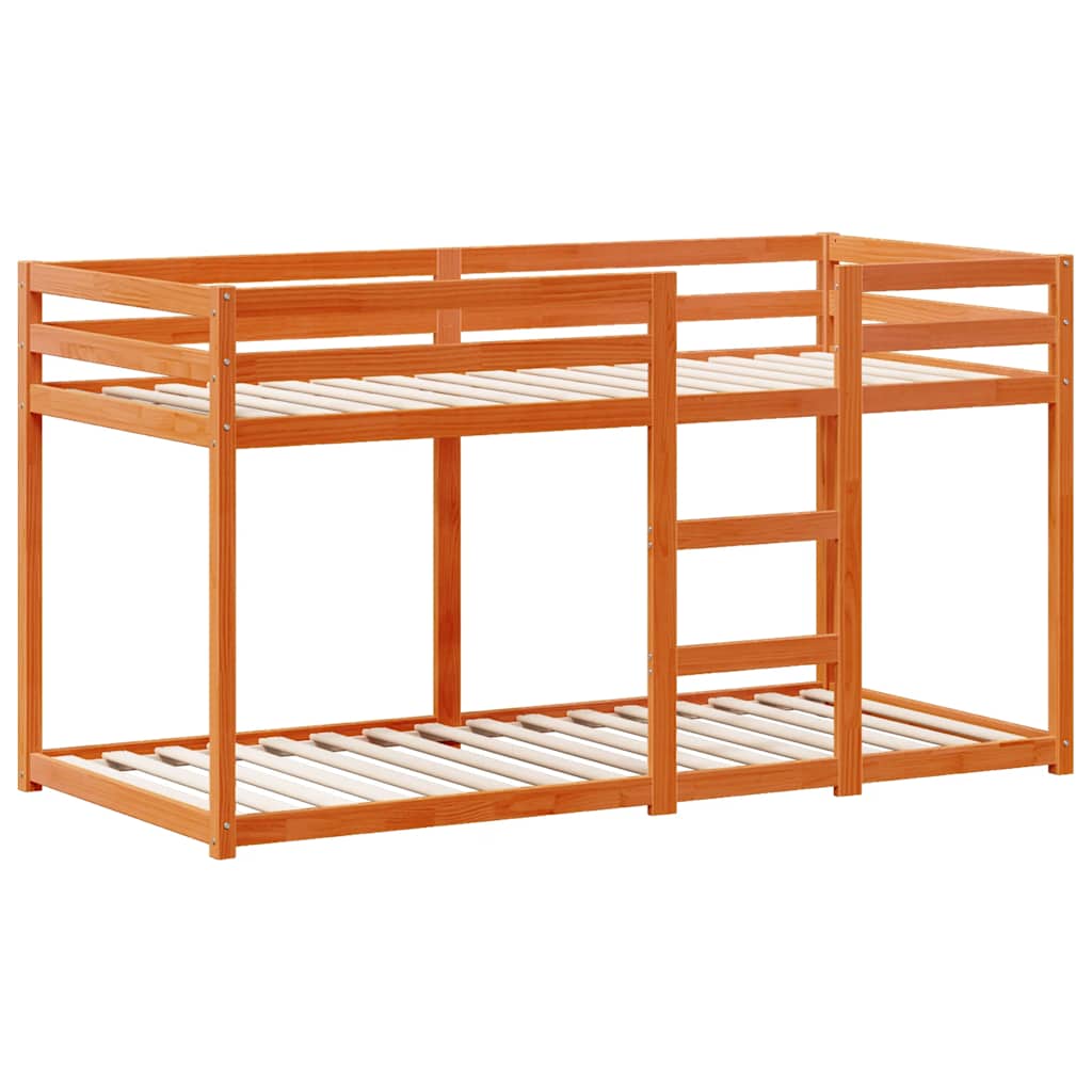 Viaszbarna tömör fenyőfa ágy emelettel és tetővel 80 x 200 cm 5