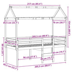 Tömör fenyőfa magasított ágy tetővel 80 x 200 cm 12