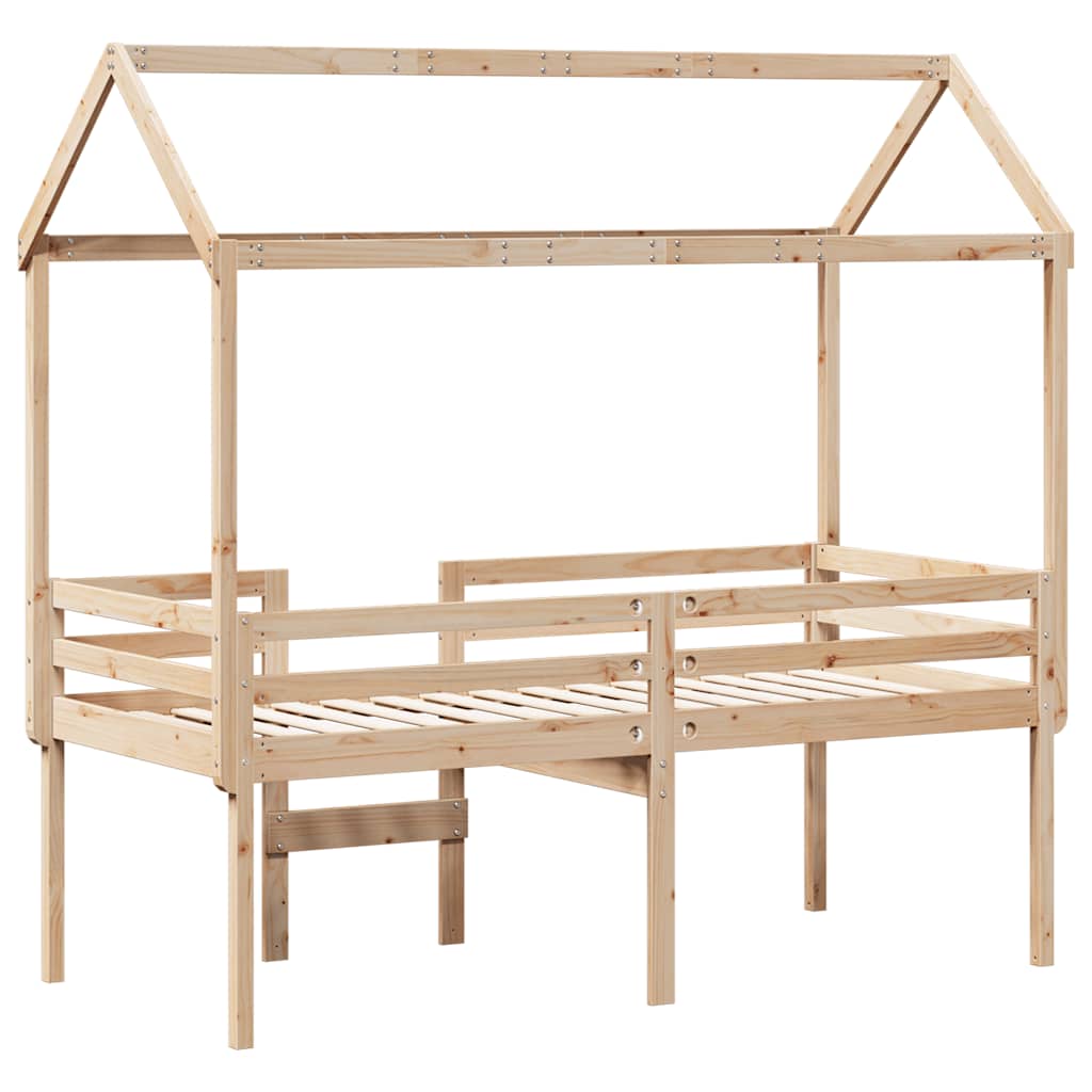 Tömör fenyőfa magasított ágy tetővel 80 x 200 cm 8