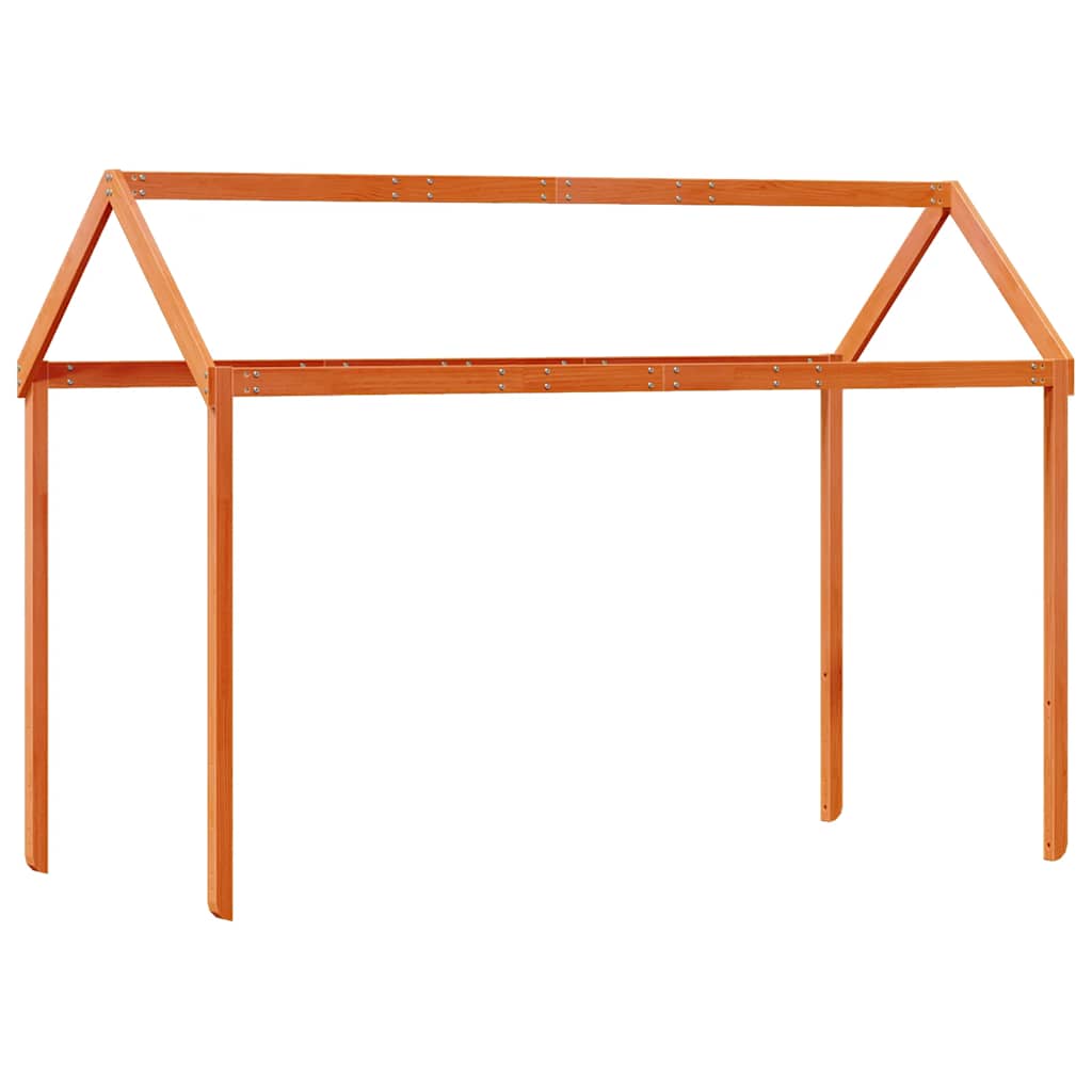 Viaszbarna tömör fenyőfa magasított ágy tetővel 80 x 200 cm 6