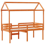 Viaszbarna tömör fenyőfa magasított ágy tetővel 80 x 200 cm 8