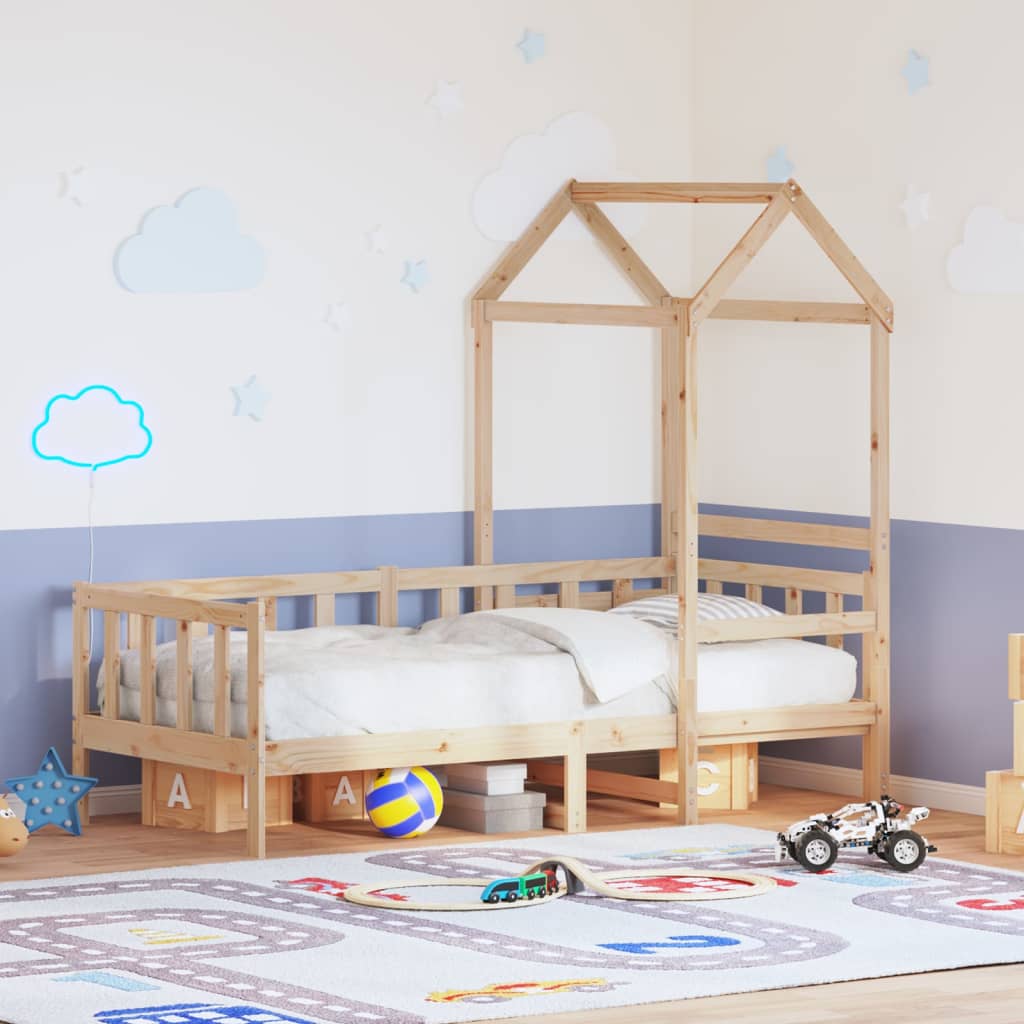 Tömör fenyőfa kanapéágy tetővel 80 x 200 cm