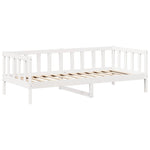 Fehér tömör fenyőfa kanapéágy és pad tetővel 80 x 200 cm 7
