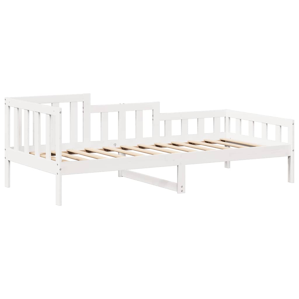 Fehér tömör fenyőfa kanapéágy tetővel 80 x 200 cm 6