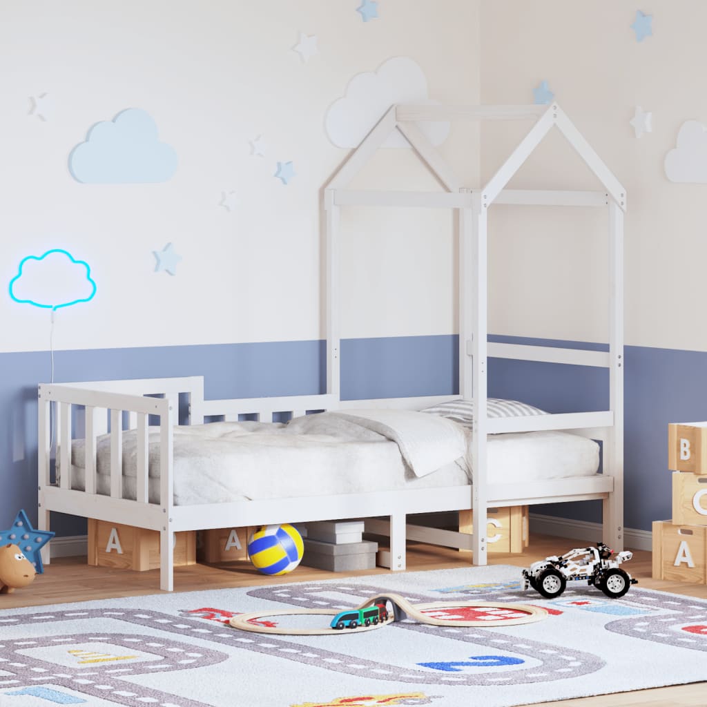 Fehér tömör fenyőfa kanapéágy tetővel 80 x 200 cm