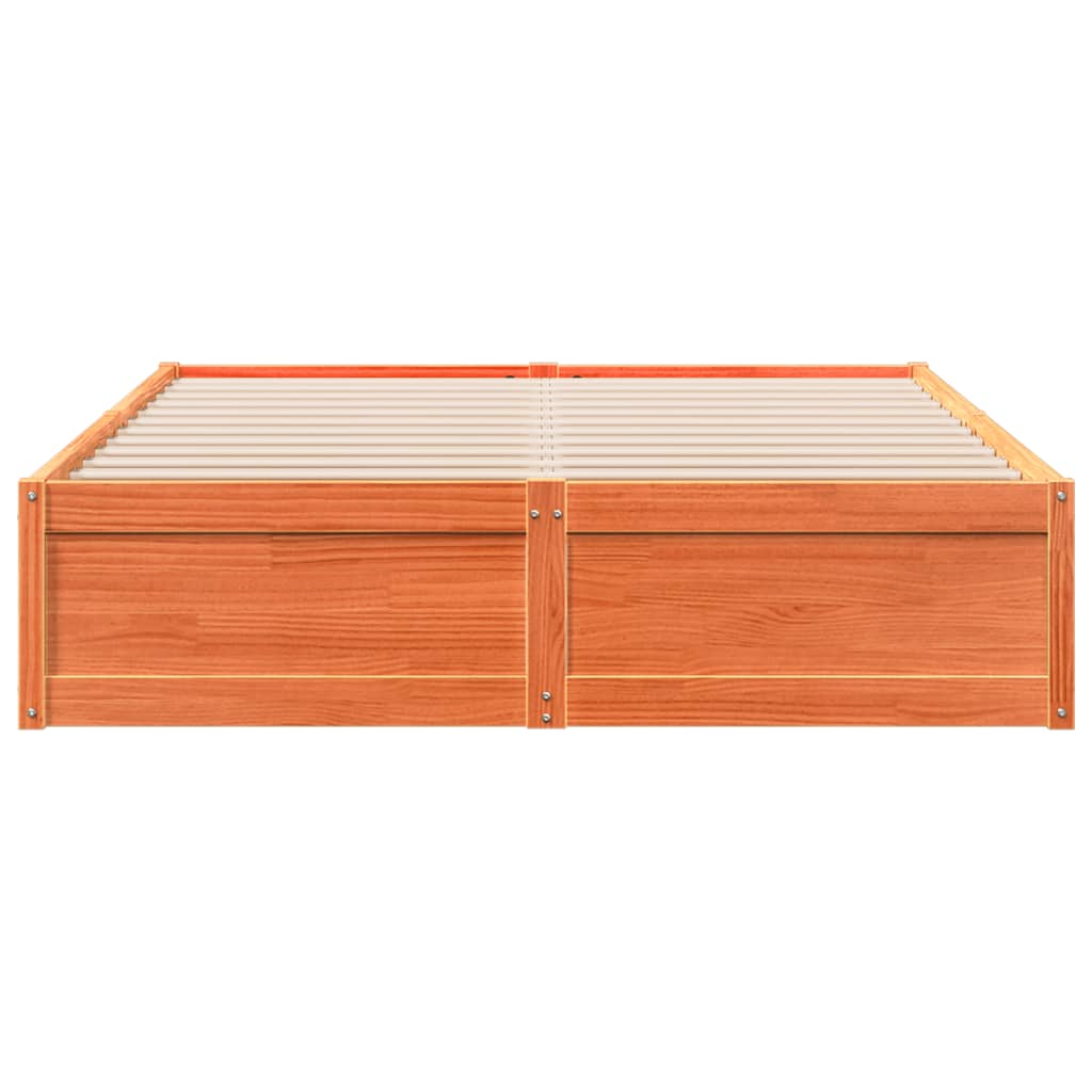 Viaszbarna tömör fenyőfa ágy matrac nélkül 150 x 200 cm 4