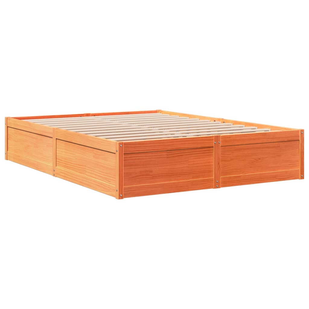 Viaszbarna tömör fenyőfa ágy matrac nélkül 150 x 200 cm 6