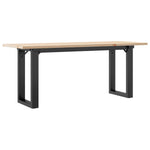 Tömör fenyőfa és acél dohányzóasztal O-vázzal 110x40x45 cm 2
