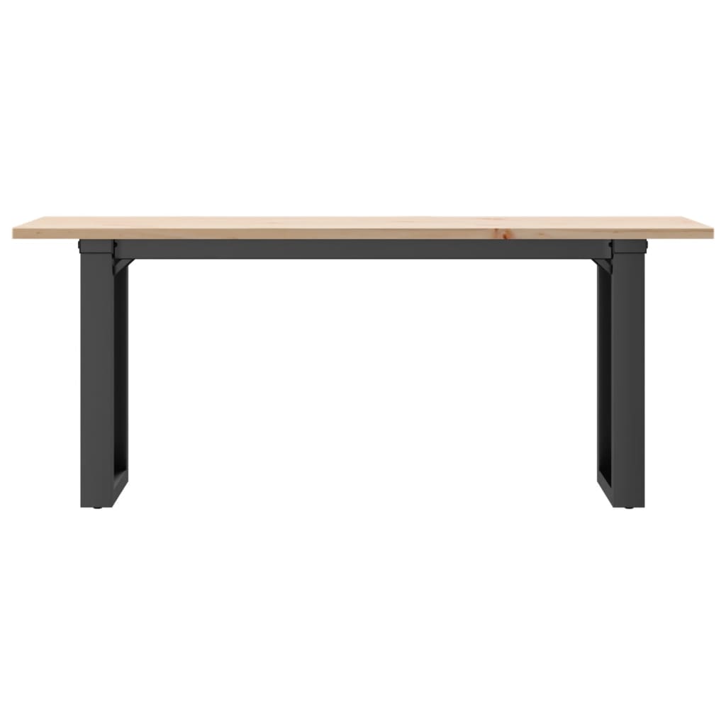Tömör fenyőfa és acél dohányzóasztal O-vázzal 110x40x45 cm 4