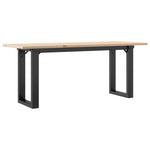 Tömör fenyőfa és acél dohányzóasztal O-vázzal 110x40x45 cm 6
