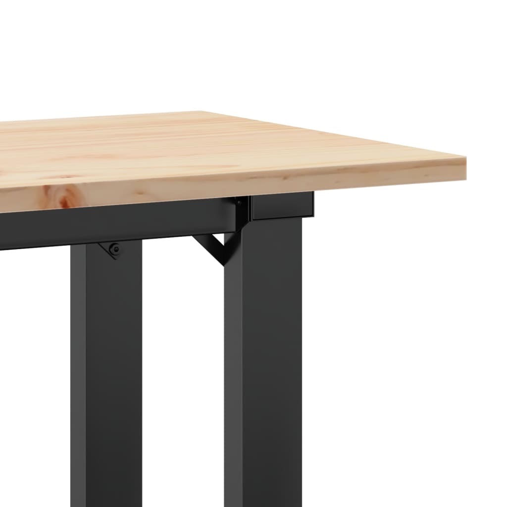 Tömör fenyőfa és acél dohányzóasztal O-vázzal 110x40x45 cm 7
