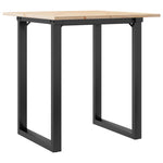 Tömör fenyőfa és acél étkezőasztal O-vázzal 70x70x75 cm 2
