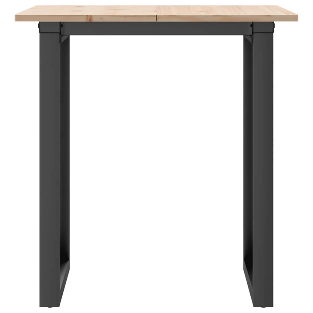 Tömör fenyőfa és acél étkezőasztal O-vázzal 70x70x75 cm 4