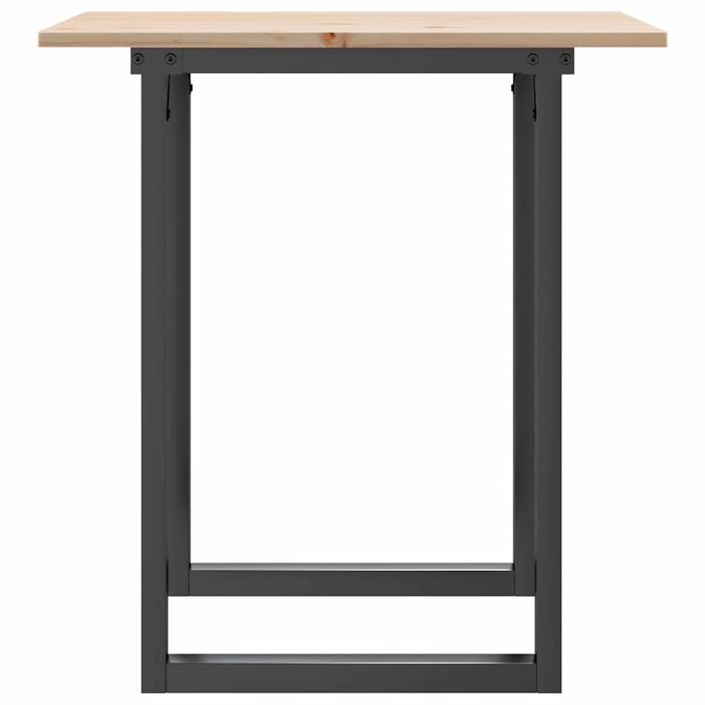 Tömör fenyőfa és acél étkezőasztal O-vázzal 70x70x75 cm 5
