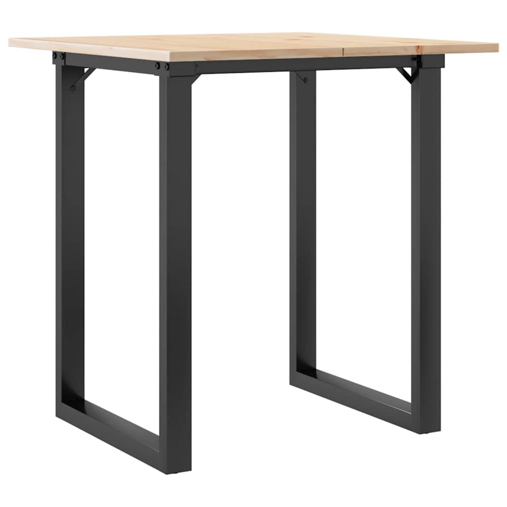Tömör fenyőfa és acél étkezőasztal O-vázzal 70x70x75 cm 6