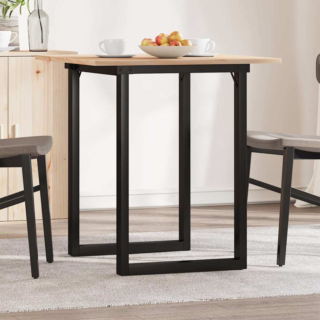 Tömör fenyőfa és acél étkezőasztal O-vázzal 70x70x75 cm