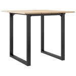 Tömör fenyőfa és acél étkezőasztal O-vázzal 80x80x75 cm 2