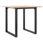 Tömör fenyőfa és acél étkezőasztal O-vázzal 80x80x75 cm 6
