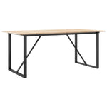 Tömör fenyőfa és acél étkezőasztal O-vázzal 180x90x75 cm 2