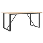 Tömör fenyőfa és acél étkezőasztal O-vázzal 180x90x75 cm 6